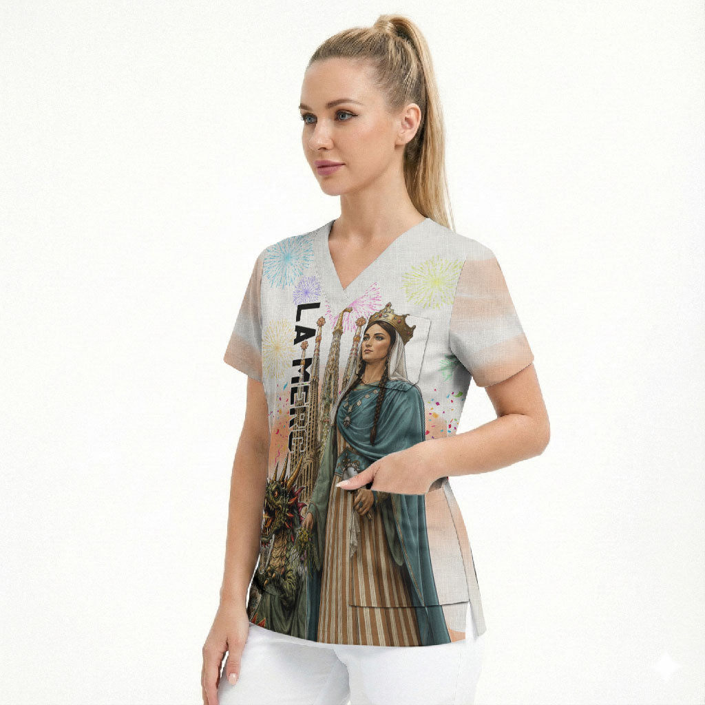 La Merce Festival Barcelona Scrub Top Catalan Culture Sagrada Familia Castellers