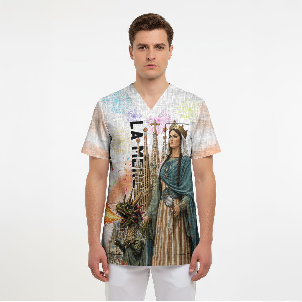 La Merce Festival Barcelona Scrub Top Catalan Culture Sagrada Familia Castellers