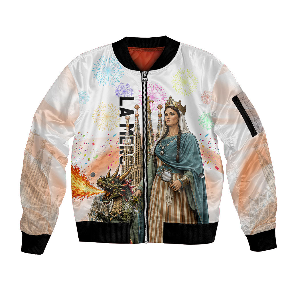 La Merce Festival Barcelona Sleeve Zip Bomber Jacket Catalan Culture Sagrada Familia Castellers