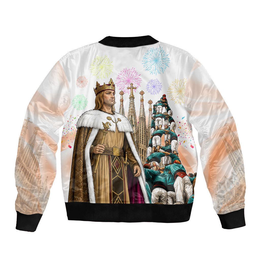 La Merce Festival Barcelona Sleeve Zip Bomber Jacket Catalan Culture Sagrada Familia Castellers
