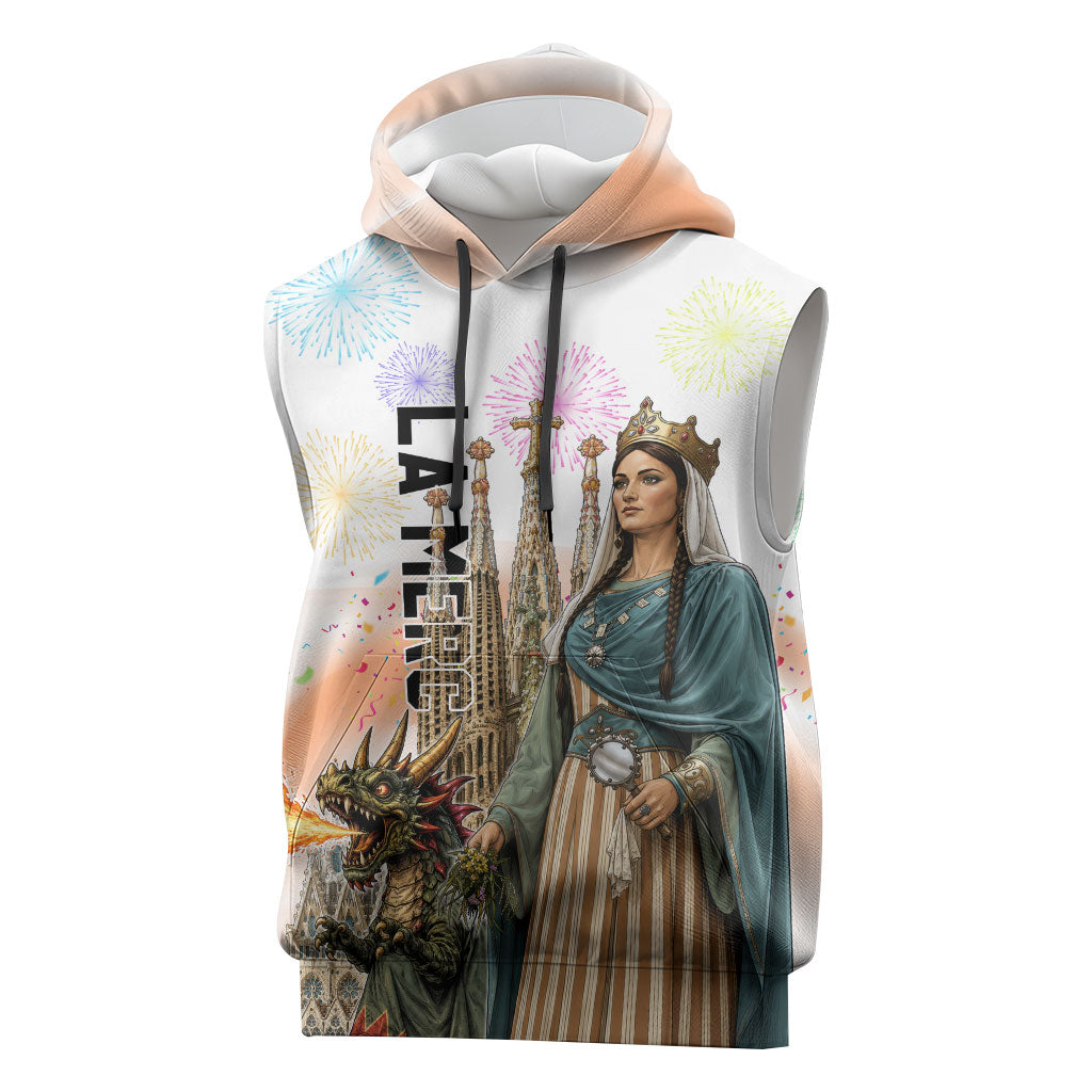 La Merce Festival Barcelona Sleeveless Hoodie Catalan Culture Sagrada Familia Castellers