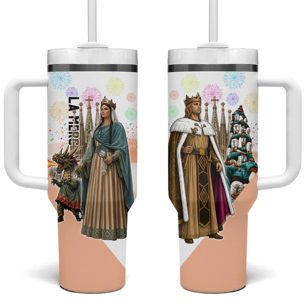 La Merce Festival Barcelona Tumbler With Handle Catalan Culture Sagrada Familia Castellers