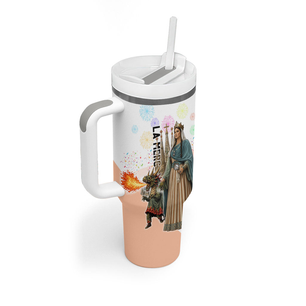 La Merce Festival Barcelona Tumbler With Handle Catalan Culture Sagrada Familia Castellers