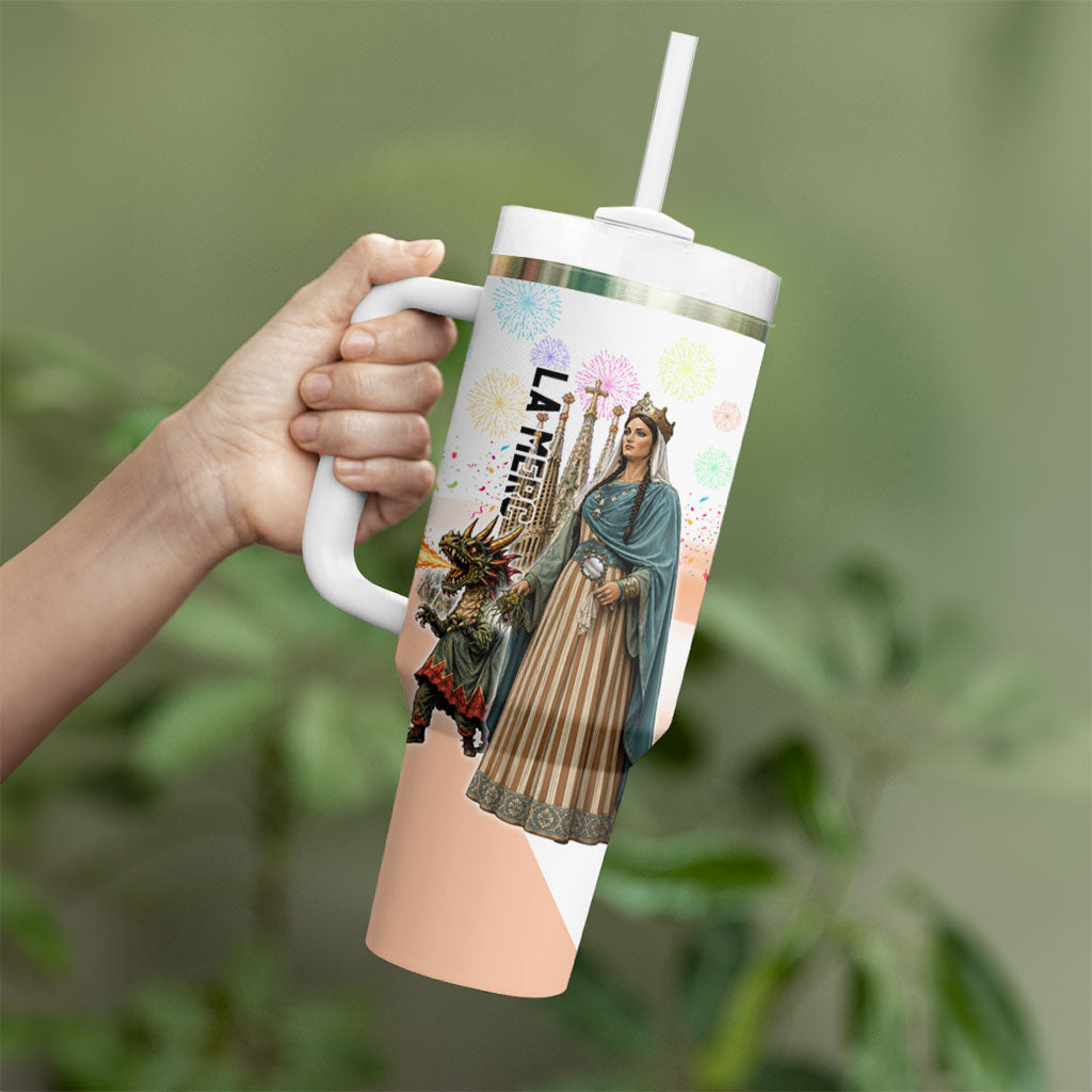 La Merce Festival Barcelona Tumbler With Handle Catalan Culture Sagrada Familia Castellers
