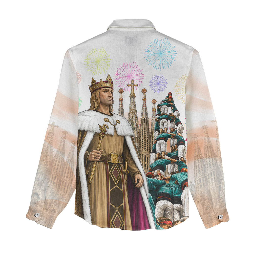 La Merce Festival Barcelona Women Casual Shirt Catalan Culture Sagrada Familia Castellers