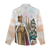 La Merce Festival Barcelona Women Casual Shirt Catalan Culture Sagrada Familia Castellers