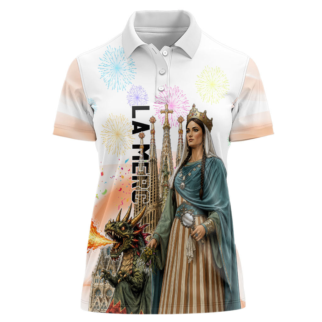 La Merce Festival Barcelona Women Polo Shirt Catalan Culture Sagrada Familia Castellers