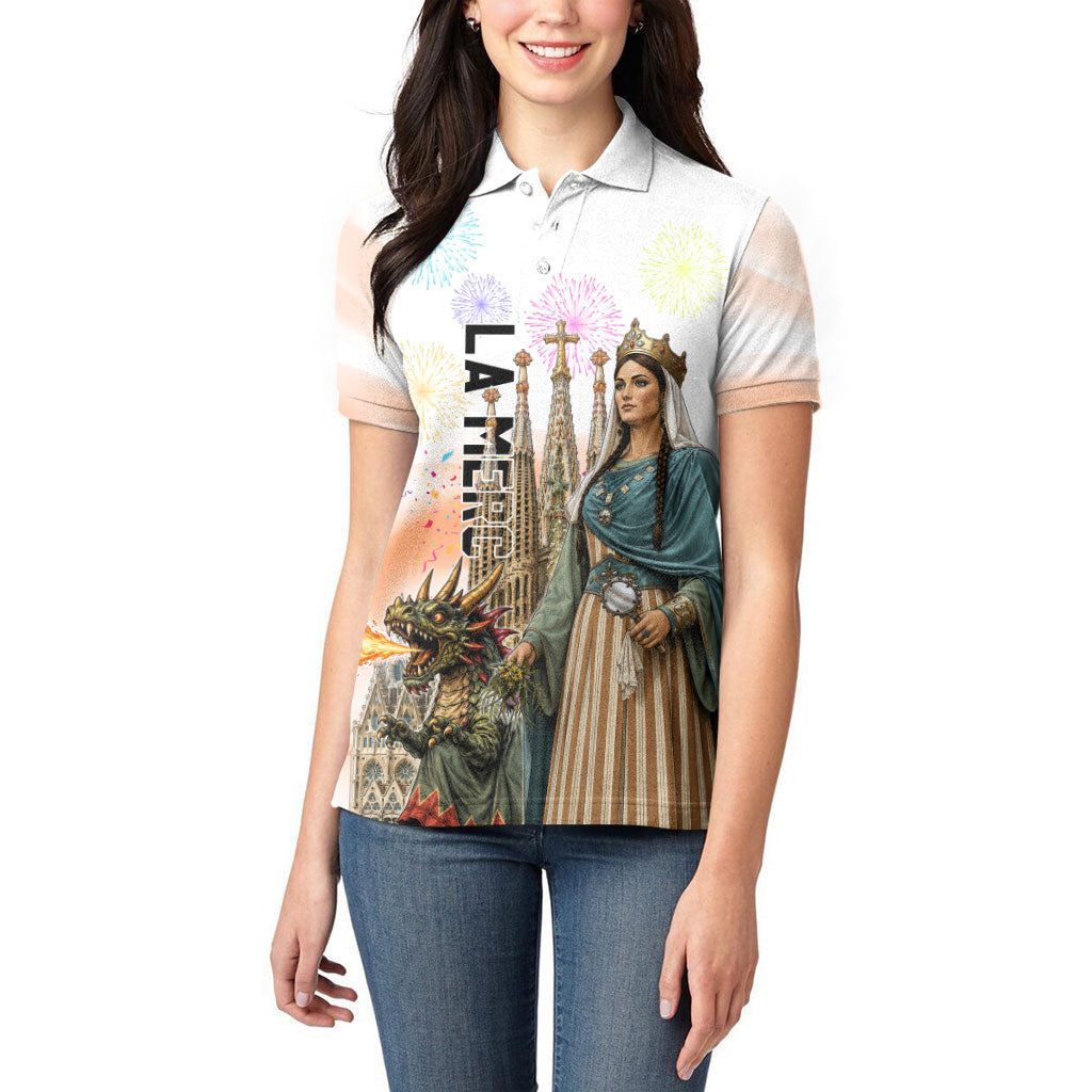 La Merce Festival Barcelona Women Polo Shirt Catalan Culture Sagrada Familia Castellers