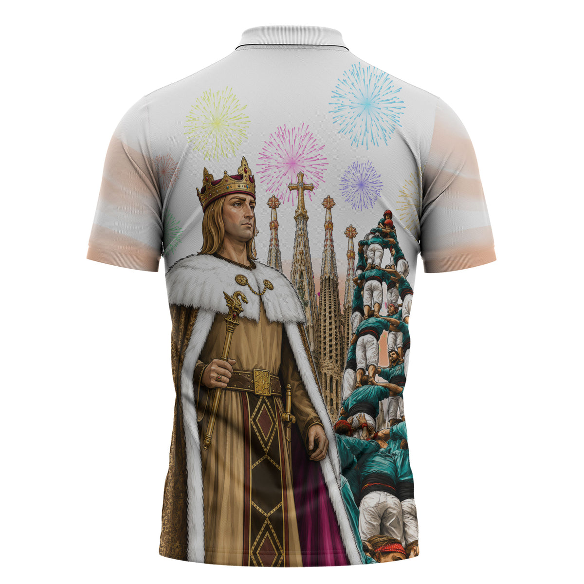 La Merce Festival Barcelona Zipper Polo Shirt Catalan Culture Sagrada Familia Castellers