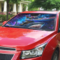 Cat Riding Shark In Space Auto Sun Shade Funny Cosmic Laser Cat And Shark Surreal Sci-Fi