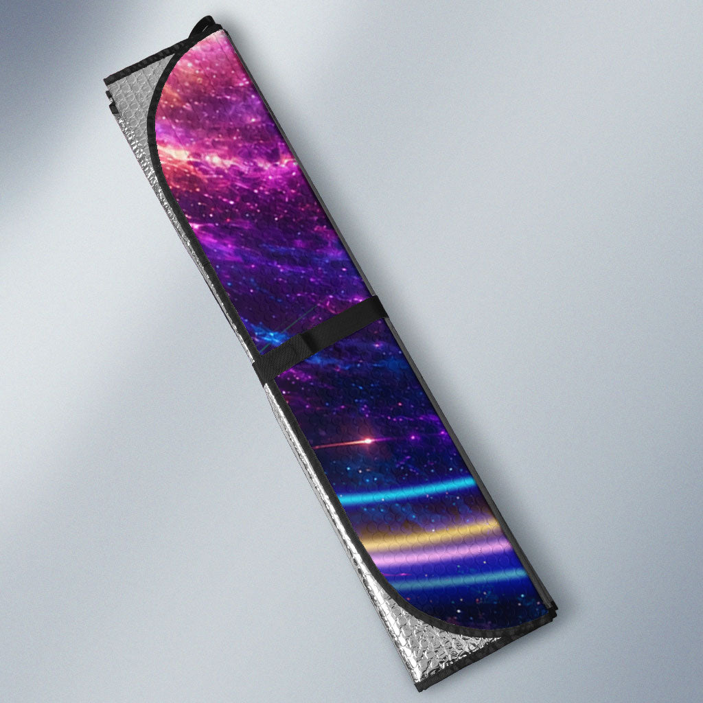Cat Riding Shark In Space Auto Sun Shade Funny Cosmic Laser Cat And Shark Surreal Sci-Fi