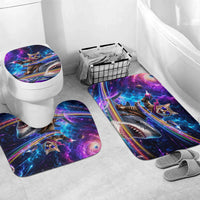 Cat Riding Shark In Space Bathroom Set Funny Cosmic Laser Cat And Shark Surreal Sci-Fi