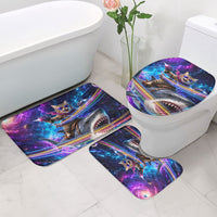 Cat Riding Shark In Space Bathroom Set Funny Cosmic Laser Cat And Shark Surreal Sci-Fi