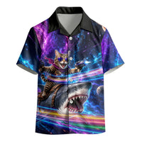 Cat Riding Shark In Space Kid Hawaiian Shirt Funny Cosmic Laser Cat And Shark Surreal Sci-Fi