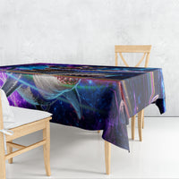 Cat Riding Shark In Space Tablecloth Funny Cosmic Laser Cat And Shark Surreal Sci-Fi