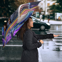 Cat Riding Shark In Space Umbrella Funny Cosmic Laser Cat And Shark Surreal Sci-Fi