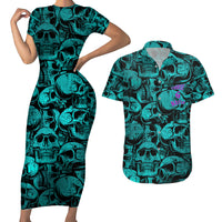 Three 6 Mafia Skull Couples Matching Short Sleeve Bodycon Dress and Hawaiian Shirt Three 6 Mafia - Wonder Print Shop