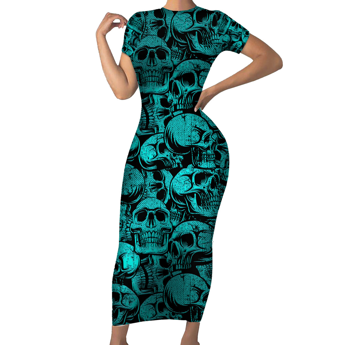 Three 6 Mafia Skull Family Matching Short Sleeve Bodycon Dress and Hawaiian Shirt Three 6 Mafia - Wonder Print Shop