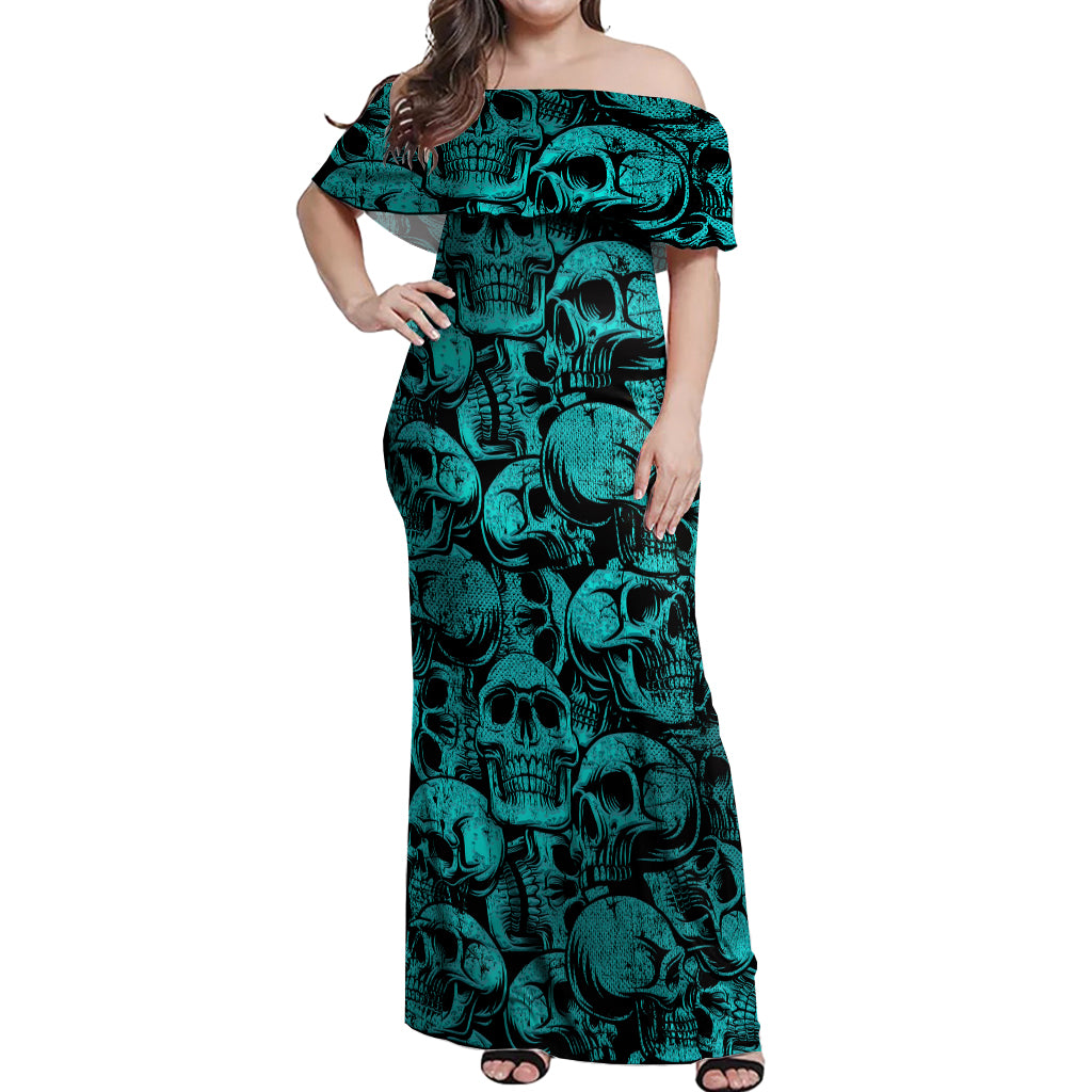Three 6 Mafia Skull Off Shoulder Maxi Dress Three 6 Mafia - Wonder Print Shop