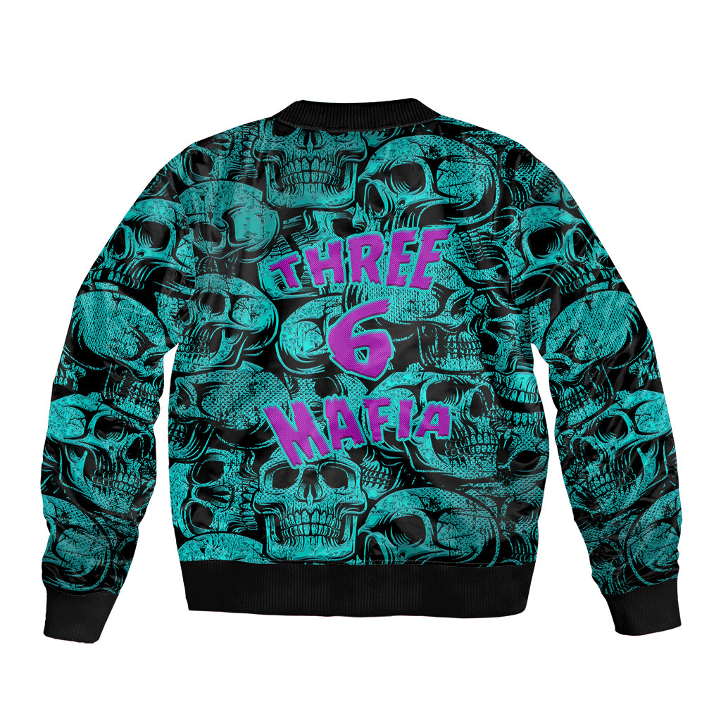 Three 6 Mafia Skull Sleeve Zip Bomber Jacket Three 6 Mafia - Wonder Print Shop