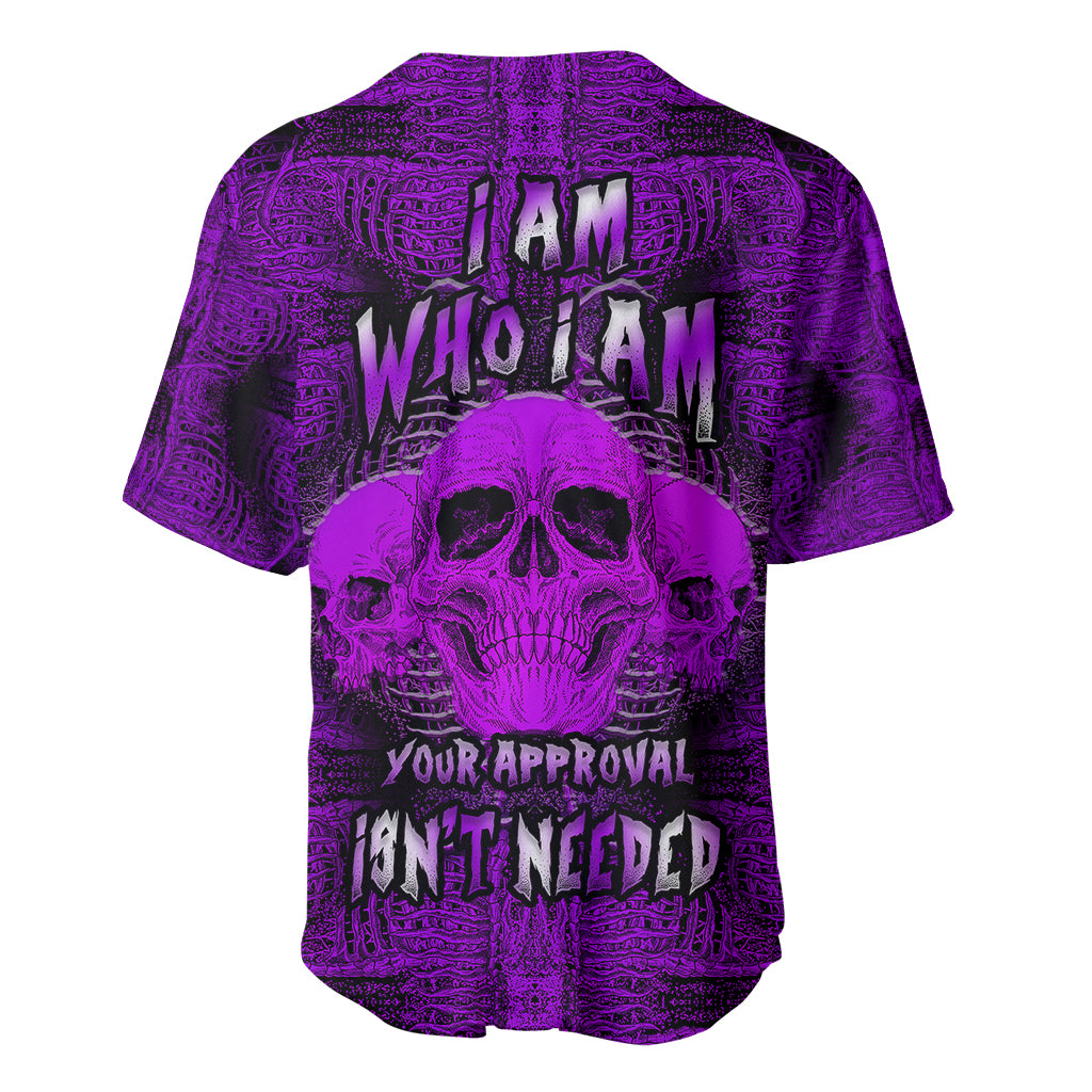 Skull Pattern Baseball Jersey I Am Who I Am Your Approval Isn't Needed - Wonder Print Shop