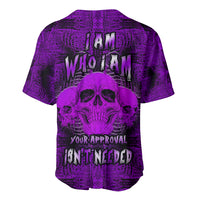 Skull Pattern Baseball Jersey I Am Who I Am Your Approval Isn't Needed - Wonder Print Shop