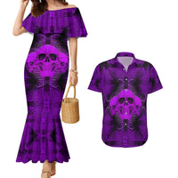 Skull Pattern Couples Matching Mermaid Dress and Hawaiian Shirt I Am Who I Am Your Approval Isn't Needed - Wonder Print Shop