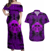 Skull Pattern Couples Matching Off Shoulder Maxi Dress and Hawaiian Shirt I Am Who I Am Your Approval Isn't Needed - Wonder Print Shop
