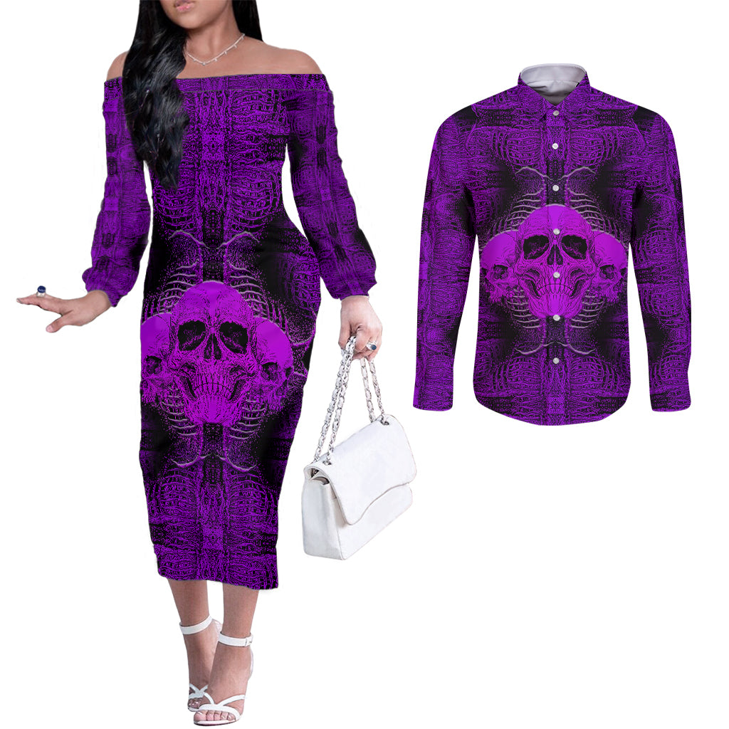 skull-pattern-couples-matching-off-the-shoulder-long-sleeve-dress-and-long-sleeve-button-shirts-i-am-who-i-am-your-approval-isnt-needed