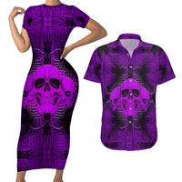 Skull Pattern Couples Matching Short Sleeve Bodycon Dress and Hawaiian Shirt I Am Who I Am Your Approval Isn't Needed - Wonder Print Shop