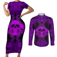 Skull Pattern Couples Matching Short Sleeve Bodycon Dress and Long Sleeve Button Shirts I Am Who I Am Your Approval Isn't Needed - Wonder Print Shop
