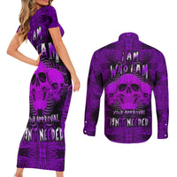 Skull Pattern Couples Matching Short Sleeve Bodycon Dress and Long Sleeve Button Shirts I Am Who I Am Your Approval Isn't Needed - Wonder Print Shop
