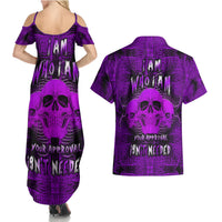 Skull Pattern Couples Matching Summer Maxi Dress and Hawaiian Shirt I Am Who I Am Your Approval Isn't Needed - Wonder Print Shop