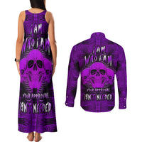 Skull Pattern Couples Matching Tank Maxi Dress and Long Sleeve Button Shirts I Am Who I Am Your Approval Isn't Needed - Wonder Print Shop