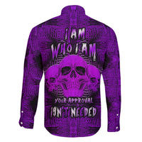 Skull Pattern Family Matching Long Sleeve Bodycon Dress and Hawaiian Shirt I Am Who I Am Your Approval Isn't Needed - Wonder Print Shop