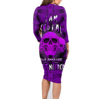 Skull Pattern Family Matching Long Sleeve Bodycon Dress and Hawaiian Shirt I Am Who I Am Your Approval Isn't Needed - Wonder Print Shop