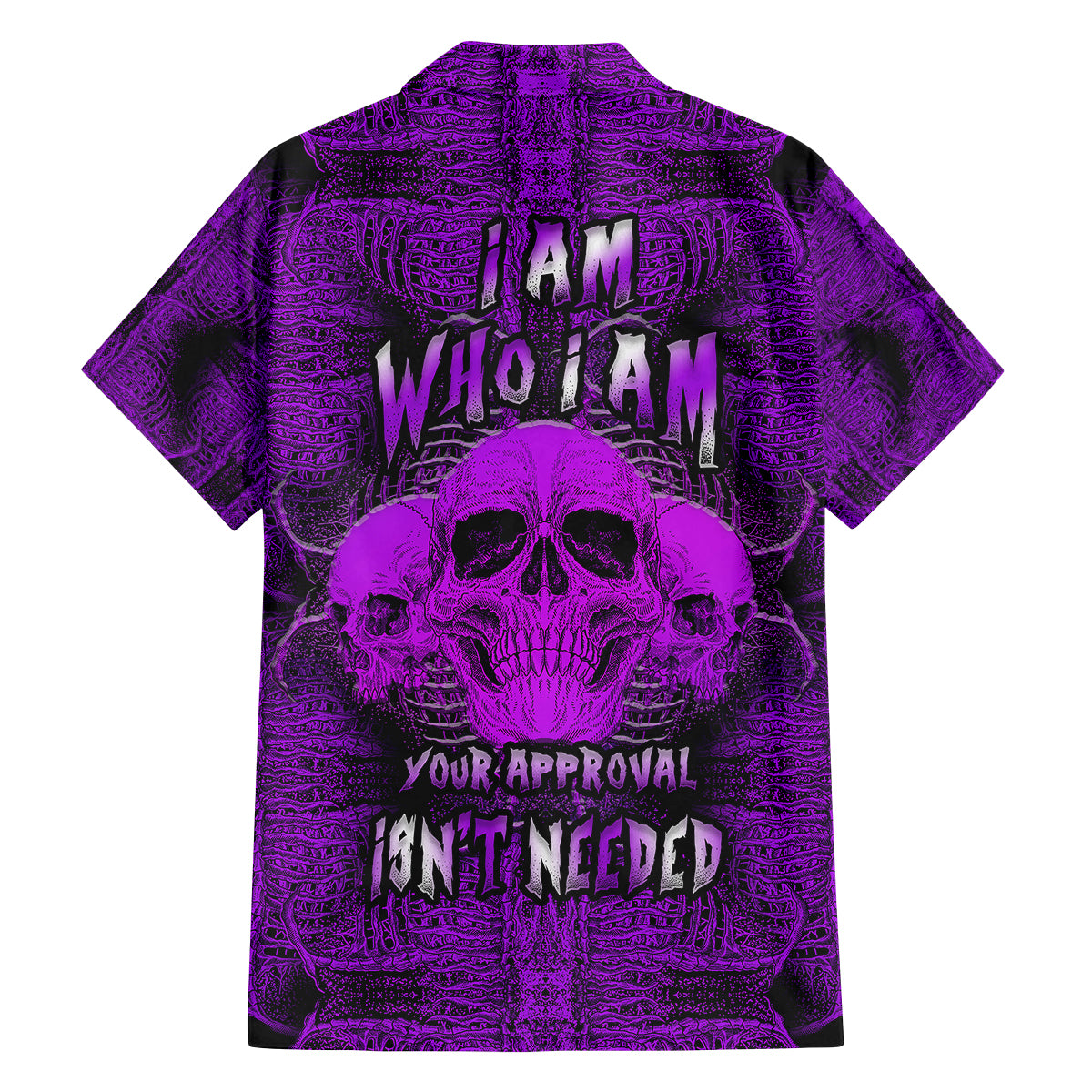 Skull Pattern Family Matching Off Shoulder Long Sleeve Dress and Hawaiian Shirt I Am Who I Am Your Approval Isn't Needed - Wonder Print Shop