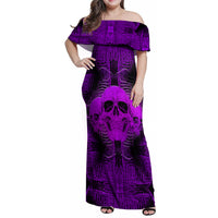 Skull Pattern Family Matching Off Shoulder Maxi Dress and Hawaiian Shirt I Am Who I Am Your Approval Isn't Needed - Wonder Print Shop