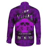 Skull Pattern Family Matching Short Sleeve Bodycon Dress and Hawaiian Shirt I Am Who I Am Your Approval Isn't Needed - Wonder Print Shop