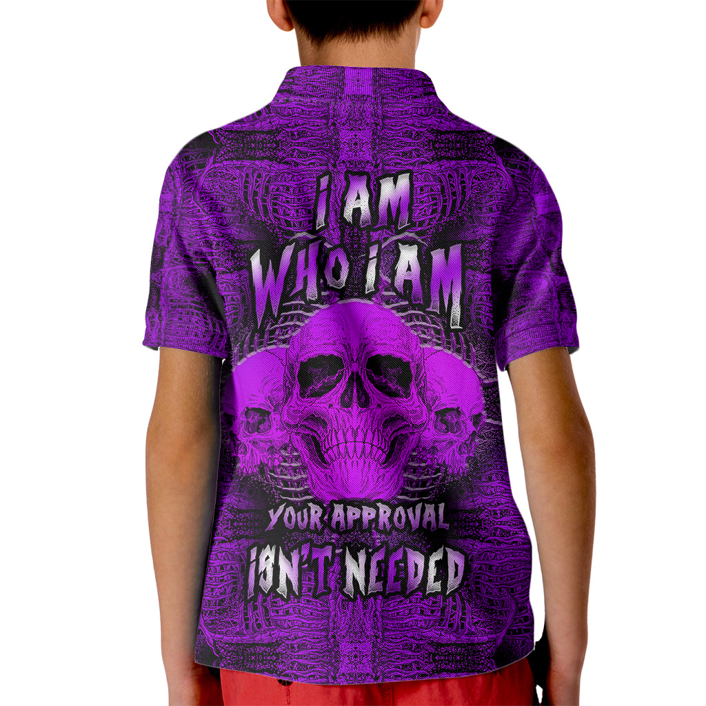 Skull Pattern Kid Polo Shirt I Am Who I Am Your Approval Isn't Needed - Wonder Print Shop