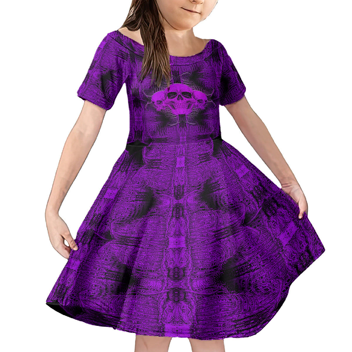 Skull Pattern Kid Short Sleeve Dress I Am Who I Am Your Approval Isn't Needed - Wonder Print Shop