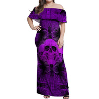 Skull Pattern Off Shoulder Maxi Dress I Am Who I Am Your Approval Isn't Needed - Wonder Print Shop