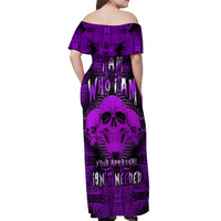 Skull Pattern Off Shoulder Maxi Dress I Am Who I Am Your Approval Isn't Needed - Wonder Print Shop
