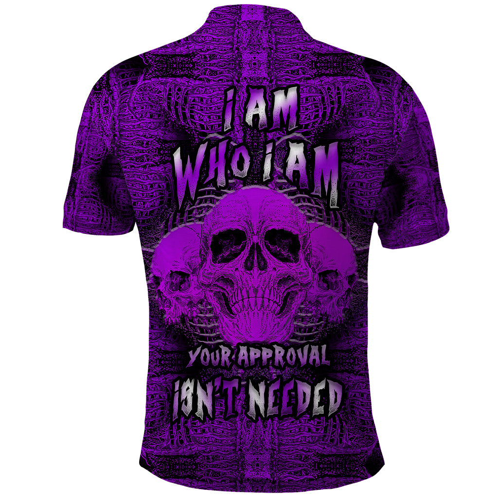 Skull Pattern Polo Shirt I Am Who I Am Your Approval Isn't Needed - Wonder Print Shop
