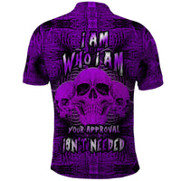 Skull Pattern Polo Shirt I Am Who I Am Your Approval Isn't Needed - Wonder Print Shop