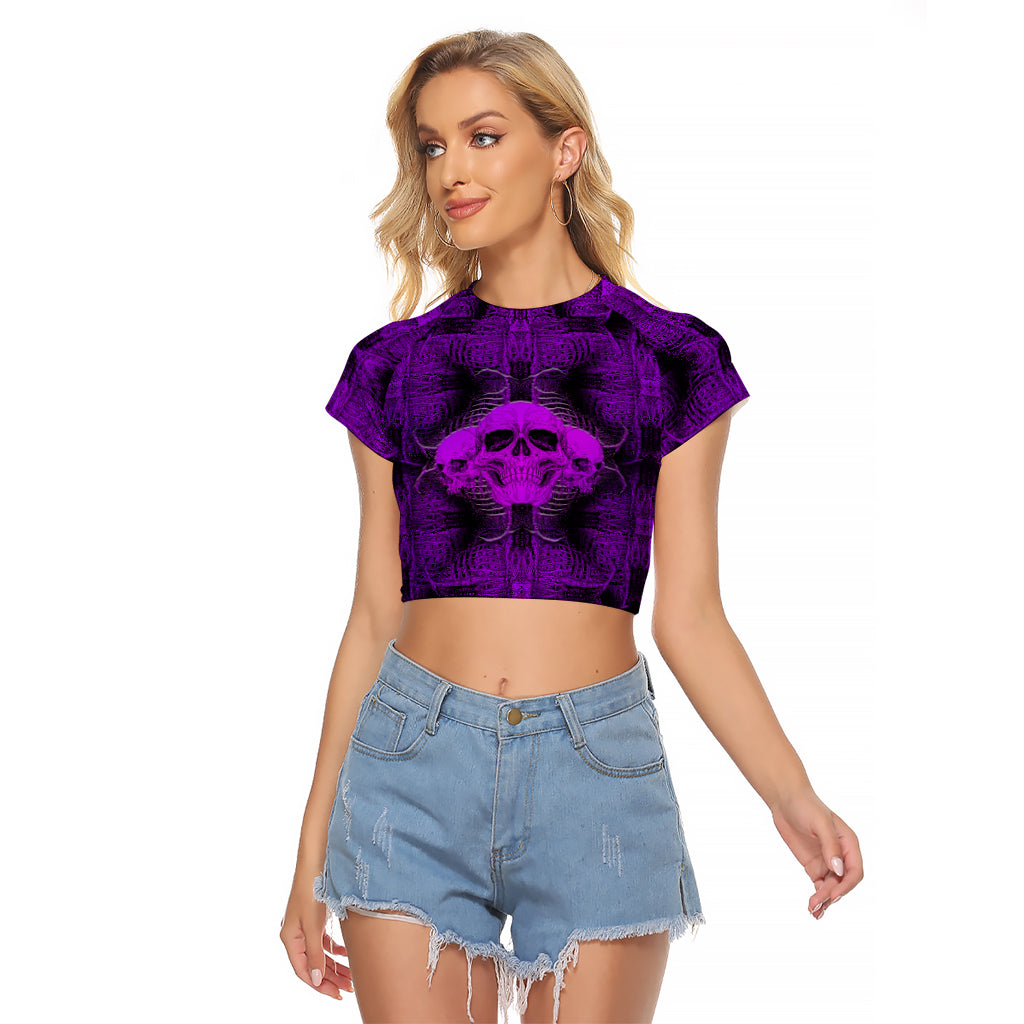 Skull Pattern Raglan Cropped T Shirt I Am Who I Am Your Approval Isn't Needed - Wonder Print Shop
