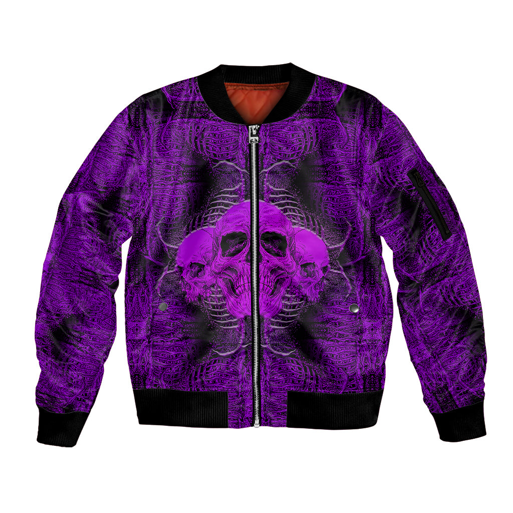 Skull Pattern Sleeve Zip Bomber Jacket I Am Who I Am Your Approval Isn't Needed - Wonder Print Shop