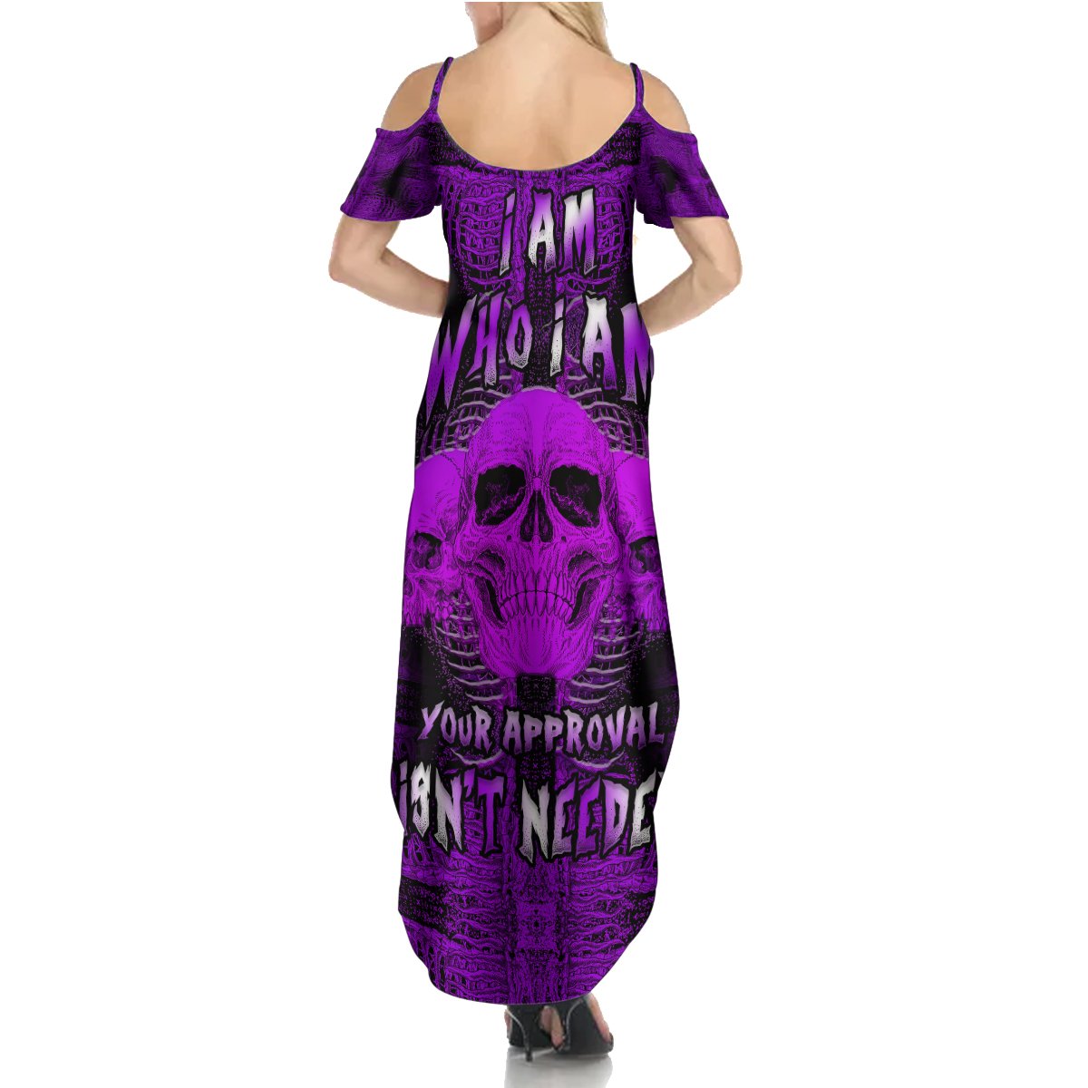 Skull Pattern Summer Maxi Dress I Am Who I Am Your Approval Isn't Needed - Wonder Print Shop