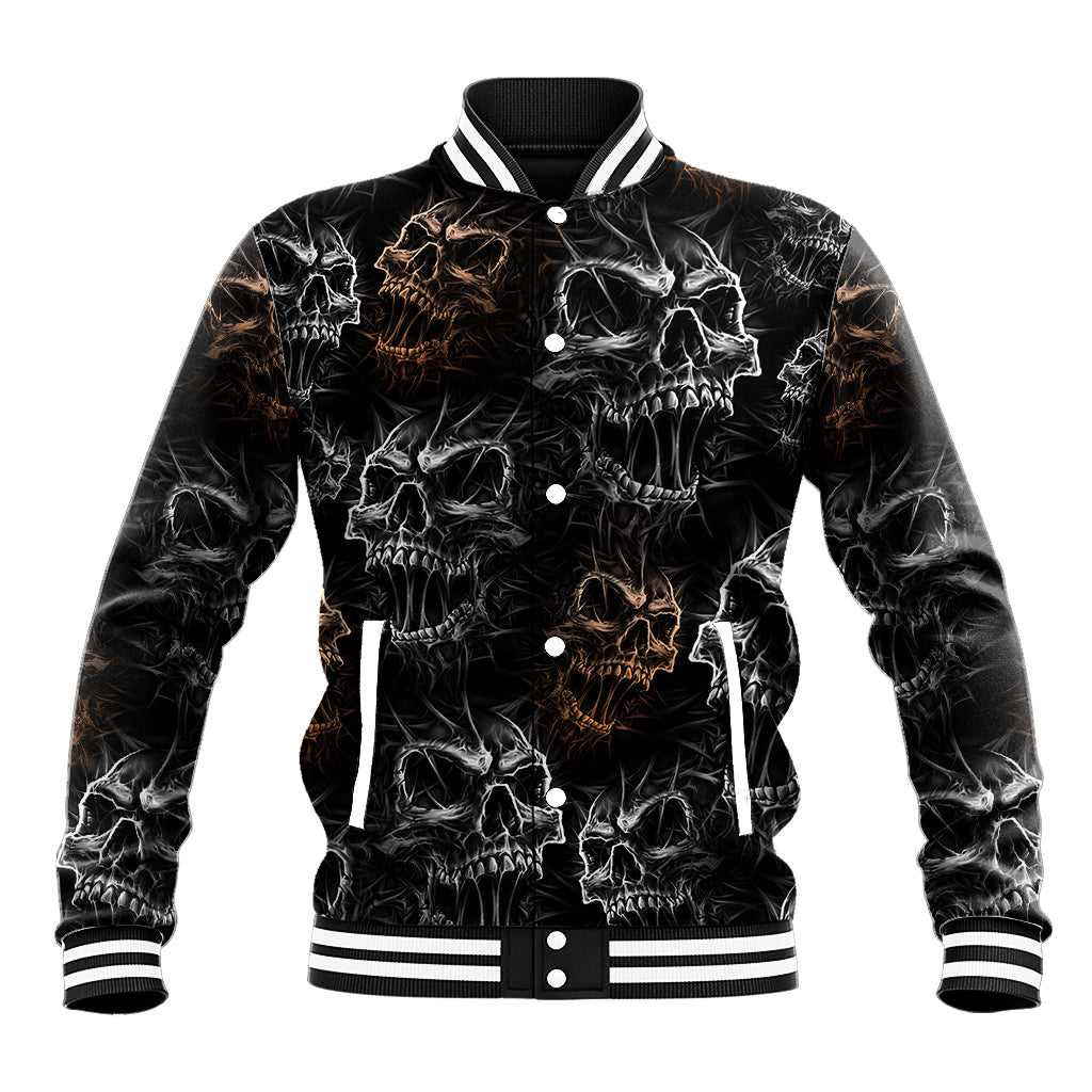 Skull Pattern Baseball Jacket Never Trust The Living - Wonder Print Shop