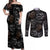 Skull Pattern Couples Matching Off Shoulder Maxi Dress and Long Sleeve Button Shirts Never Trust The Living - Wonder Print Shop